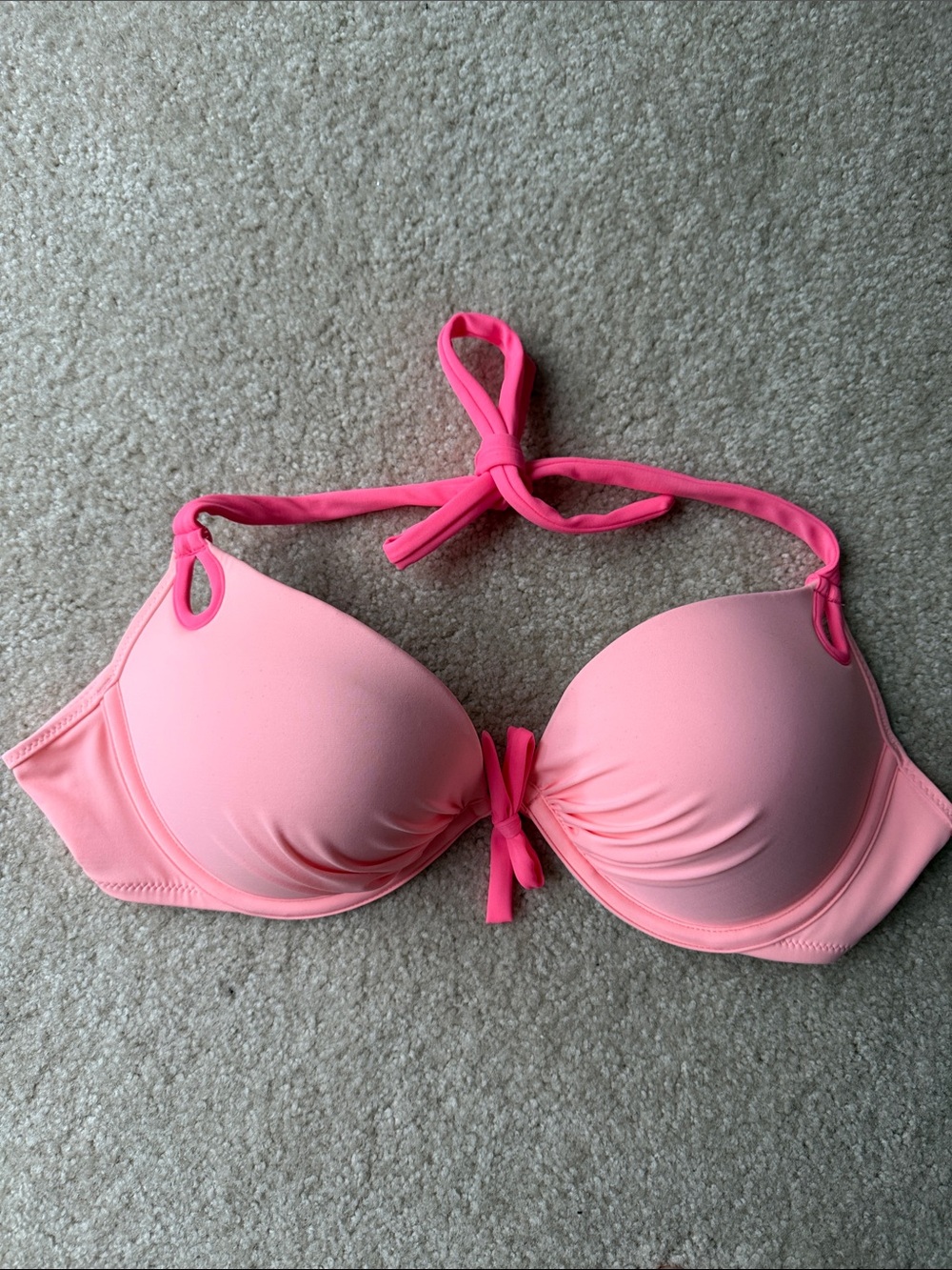 Victoria's Secret Corral Pink 34DD Halter Push-up Bikini Top